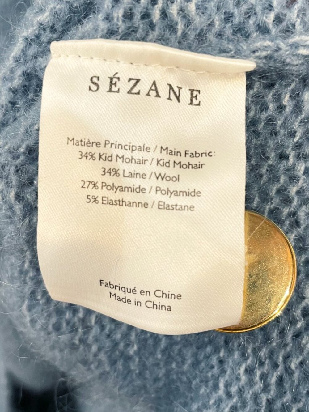 EUC Sezane Mia Mohair Wool Blend Oversized Cardigan Slate Blue Small - Picture 7 of 8